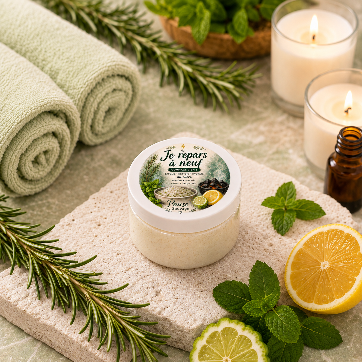 3-in-1 sugar exfoliating scrub